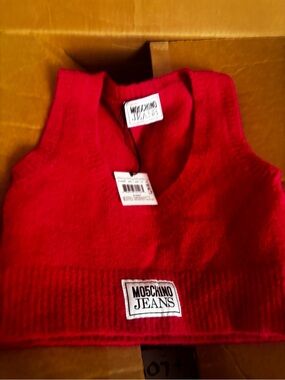 Moschino Red V-Neck Knit Vest
